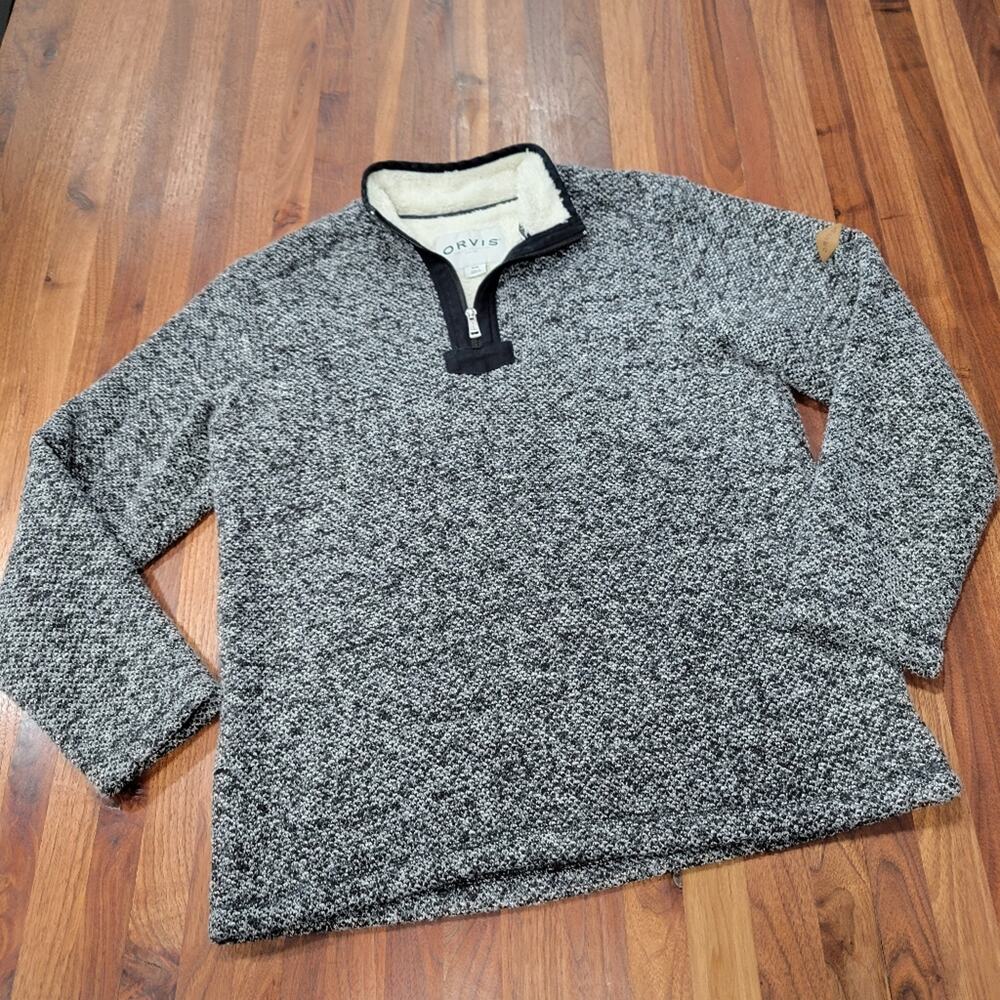 Orvis Sherpa Lined Fleece 1/4 Zip Pullover Size Medium